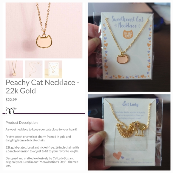 Sweetheart Cat Necklace - 22k Gold - Picture 1 of 7